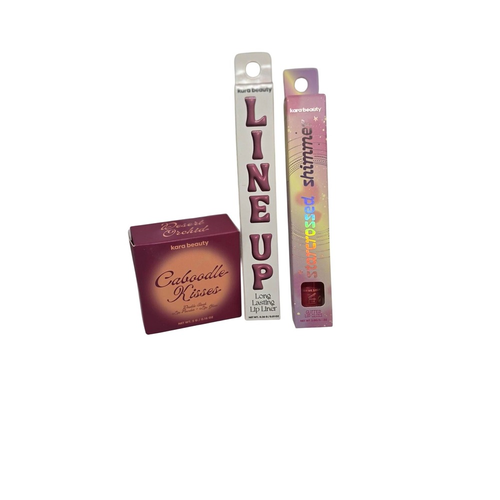 Korean Beauty 3pc Bundle Lip Gloss Liner Starcrossed Caboodle Kisses Claudia NIB